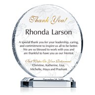 Circle Shaped Crystal Retirement Award Plaque