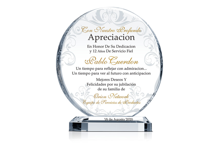 Placa Circular De Apreciación