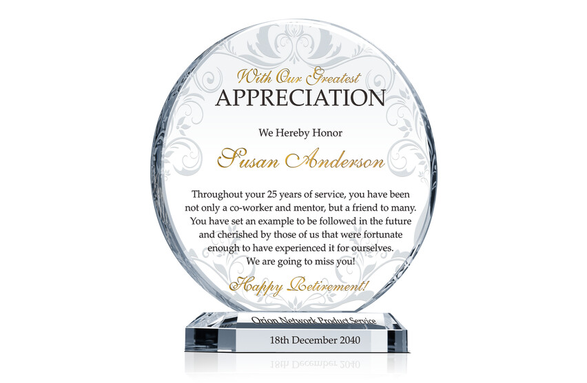 Circle Employee Appreciation Award Plaque